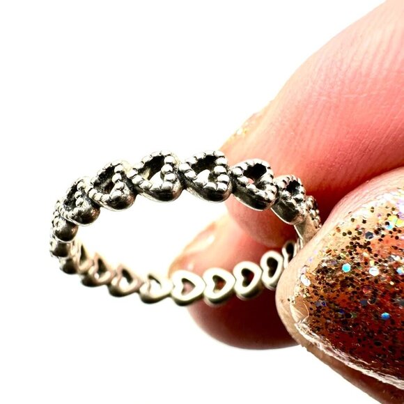 Pandora Band of Hearts Ring Sterling Silver Size 5.25 - Picture 3 of 5